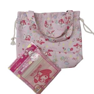 My Melody Drawstring Bag & Zip top bags NEW! 15 zip bags, 1 drawstring pink tote